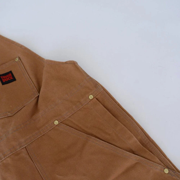 Vintage Tough Duck Tan 100% Cotton Double  Knee Zip Up Overalls Size XL-XXL - Picture 9 of 16